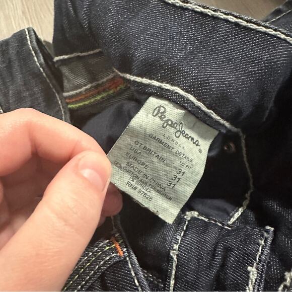 Pepe Jeans Dark Wash Rose Rhinestone Embellished Pockets Bootcut Jeans Size 31 - Picture 10 of 12